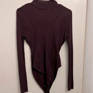 Maroon Kendall and Kyle bodysuit sweater